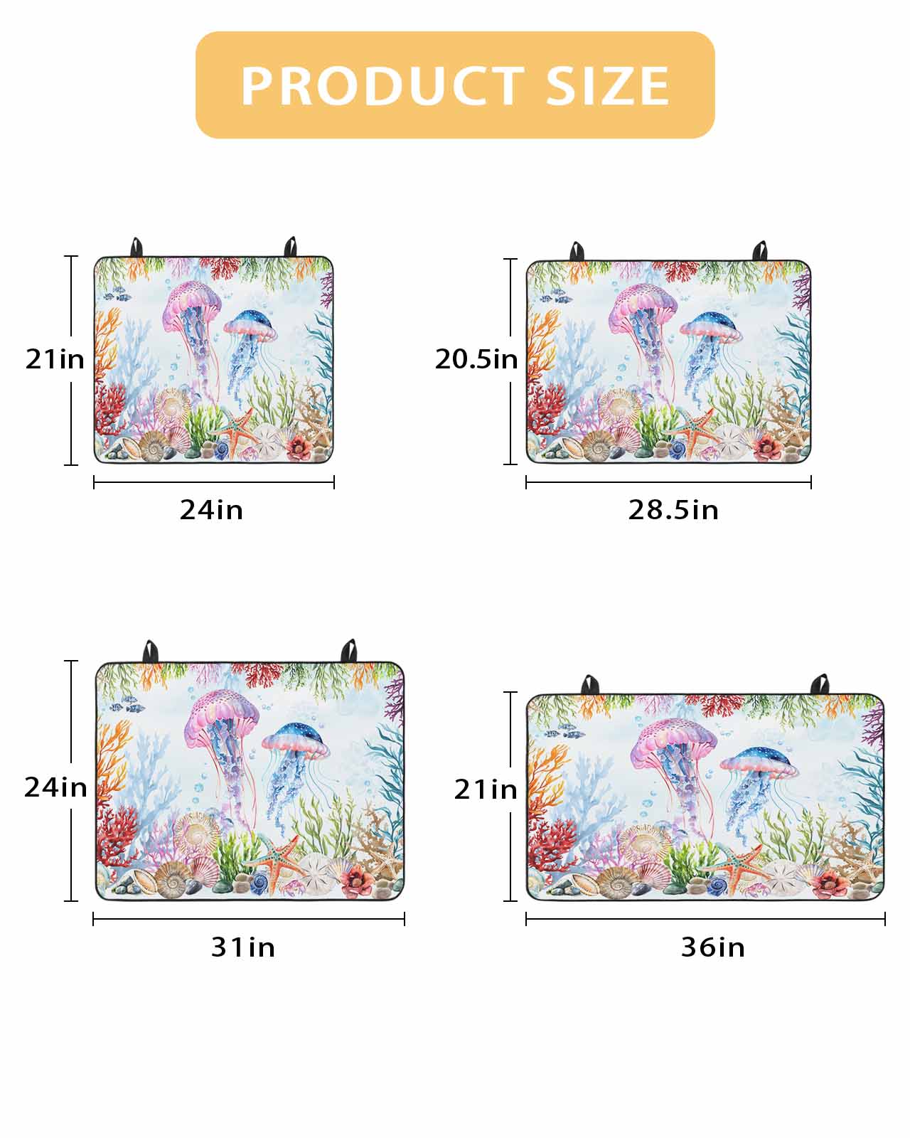 nqOlkjepod Large Induction Cooktop Protector Mat 24"x21", Jellyfish Coastal Stove Top Covers for Electric Stove, Blue Nautical Summer Beach Ocean Stove Burner Cover Mats, Glass Top Stove Cover