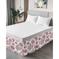 thumbnail image 4 of Pink Flower Bed Skirt California King Size 18 Inch Drop, Watercolor Floral Green Leaf Plant Country Adjustable Elastic Dust Ruffles Bedskirt Wrap Around Pleated Mattress Frame Cover, 4 of 9