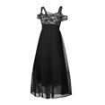 thumbnail image 3 of Sonducket Vestido largo de mujer estético fuera del hombro encaje transpirable elegante Swing Sundress Party Club Dance Date ropa cómoda Vestidos Negro L Sonducket AP011134-13, 3 of 6