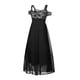 thumbnail image 3 of Qarigey Vestido largo de mujer estético fuera del hombro encaje transpirable elegante Swing Sundress Party Club Dance Date ropa cómoda Vestidos Negro XL Qarigey AP011134-14, 3 of 6