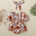 thumbnail image 2 of Piomll Girls Bodysuits Infant Pullover Newborn Sweatshirt Bow Headscarf Jumpsuits, 2 of 9