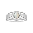thumbnail image 1 of RYLOS Men's Rings 14K White Gold Classic 7X5MM Oval Gemstone & Diamond Designer Ring Opal October Birthstone Rings For Men, Gold Rings Size 11, 1 of 7