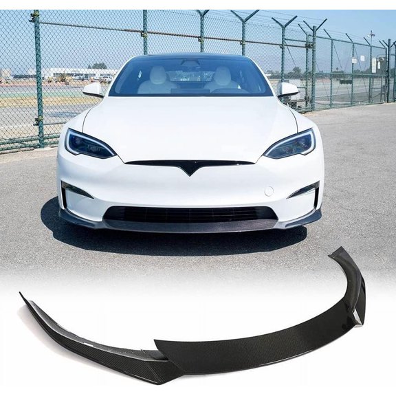 Model S Real Carbon Fiber Front Bumper Lip for Tesla Model S Sedan 4 Door 2021-2023 Front Chin Spoiler Front Lip Spoiler