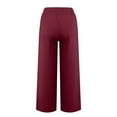 thumbnail image 7 of HKYNLAG Linen Pants Women High Waisted Flowy Lounge Palazzo Pants Baggy Straight Leg Cotton Trousers Vacation Beach Trousers Wine M, 7 of 7