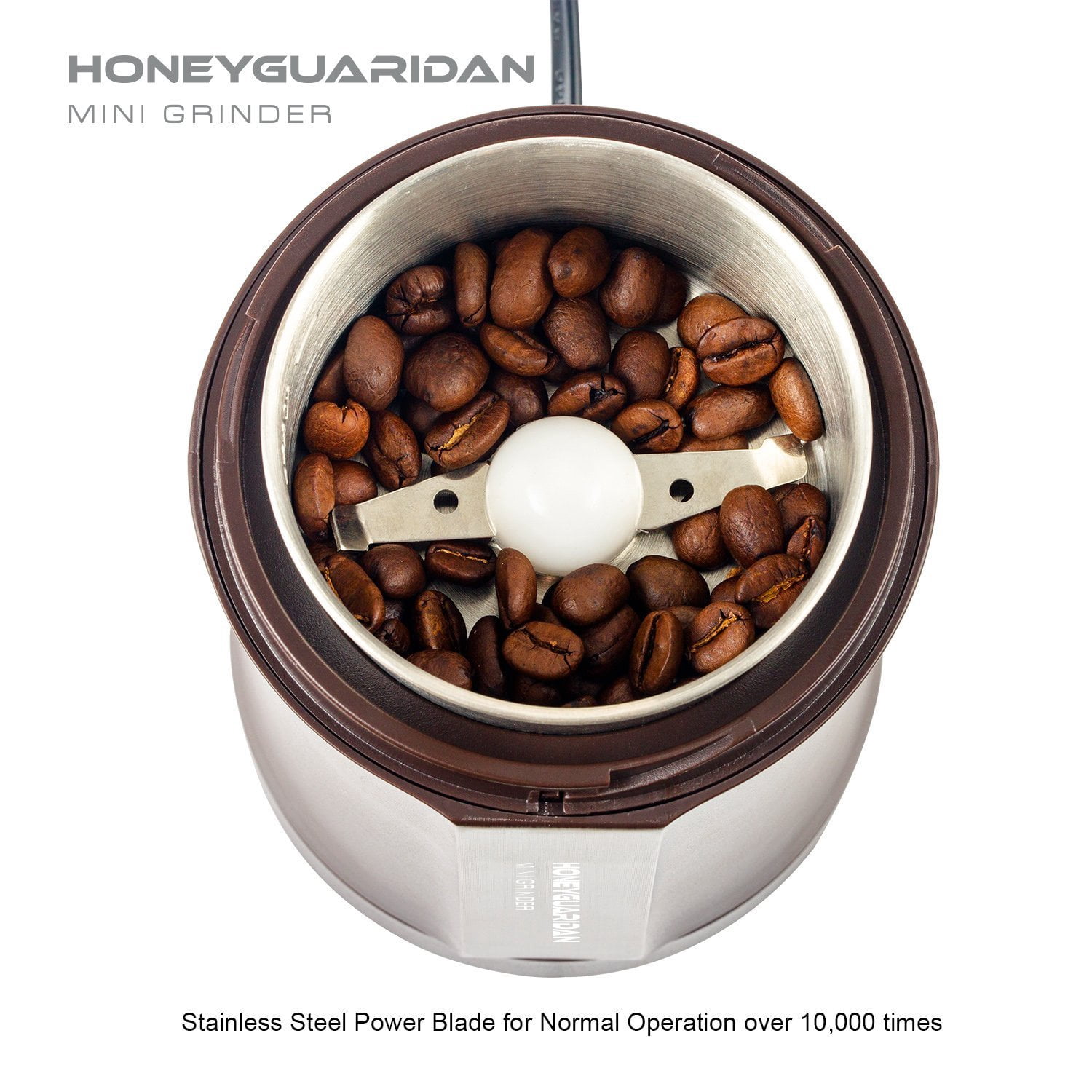 2 pcs HoneyGuaridan Electric Grinder for Coffee Bean, Spices, Nuts , Grains and Others- Super Powerful 200W, 20 Seconds to Grind per time