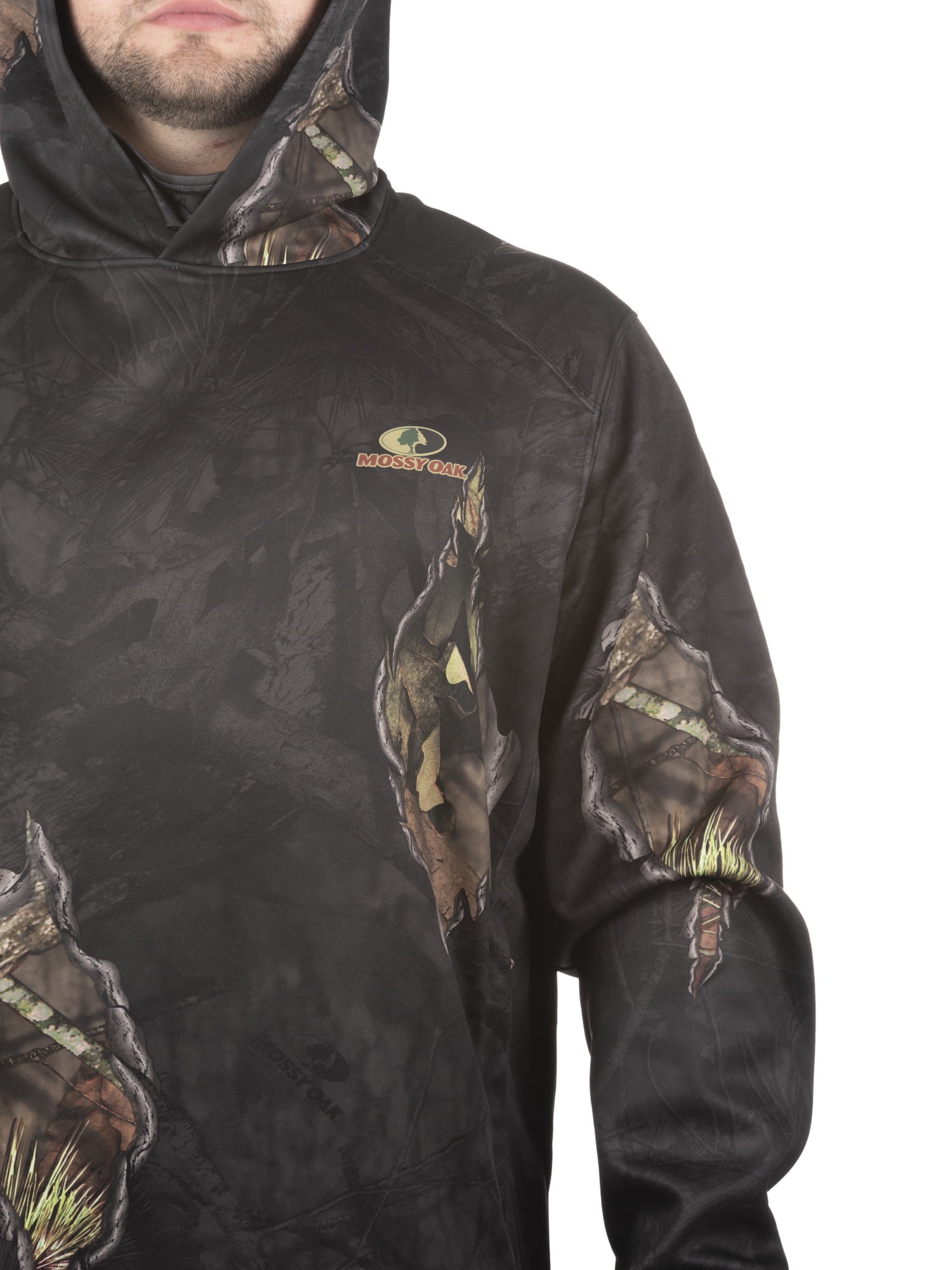 Mossy Oak Men's Eclipse Camo Pullover Tech Hoodie with Neck Gaiter, Up to 2XL