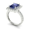 thumbnail image 2 of 3.84ct emerald cut blue tanzanite 18k white gold engraving statement bridal wedding halo Designer Ring size 5, 2 of 5
