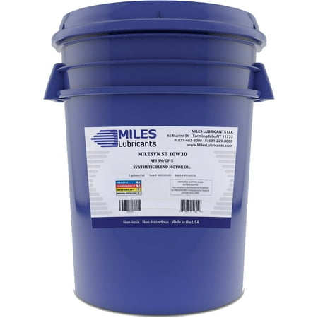 (3 Pack) Milesyn SB 10W30 API GF-5/SN, Synthetic Blend Motor Oil, 5-Gallon (Best Oil For 100 000 Miles)