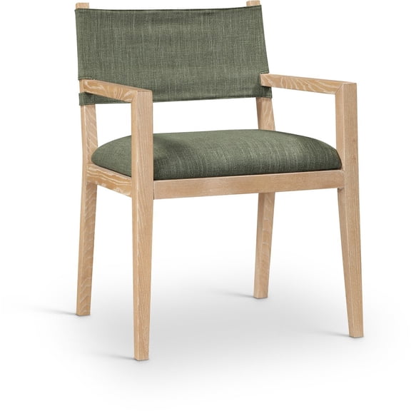 Meridian Furniture Avon Olive Linen Textured Fabric Dining Arm Chair