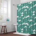 thumbnail image 6 of Vintage Shower Curtain for Bathroom Decor, Ocean Green Wavy Lines Waterproof Fabric Shower Curtain, 66"x72" Set with 12 Hooks, 6 of 9