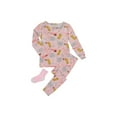 thumbnail image 3 of Sleep On It Toddler Girls 2-Piece Super Soft Jersey Snug-Fit Pajama Set with Matching Socks - Animal Zoo, Size 3T, 3 of 3