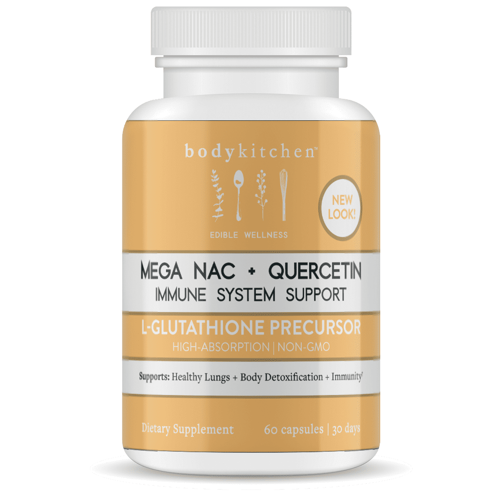 Body Kitchen Mega NAC (N-Acetyl-Cysteine) 600 mg + Quercetin Supplement, 60 Count