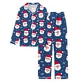 thumbnail image 4 of Summer Pajamas for Women – Comfy Cotton Lounge Shorts Women's Christmas Santa Print Button Pocket Long Sleeve Trousers Home Pajama Set, 4 of 5