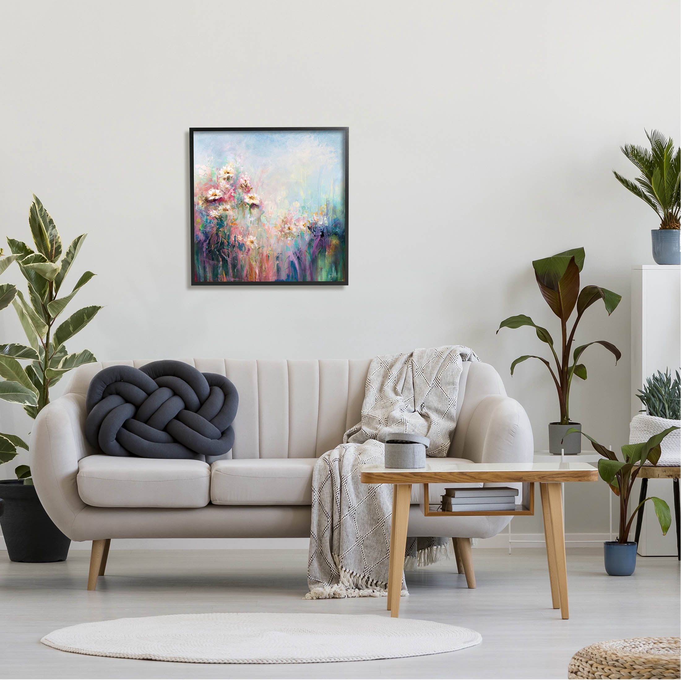 Stupell Industries Abstract Flower Garden Blooming Hues Painting Black Framed Art Print Wall Art, Design by Karen Hale