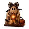 thumbnail image 5 of Lighted Halloween Resin Figurines, Cute Ghost Skeleton Mummy and Pumpkin Tabletop Centerpiece, Indoor Decoration for Home Mantel Shelf Desk and Spooky Party Display, D, 5 of 5