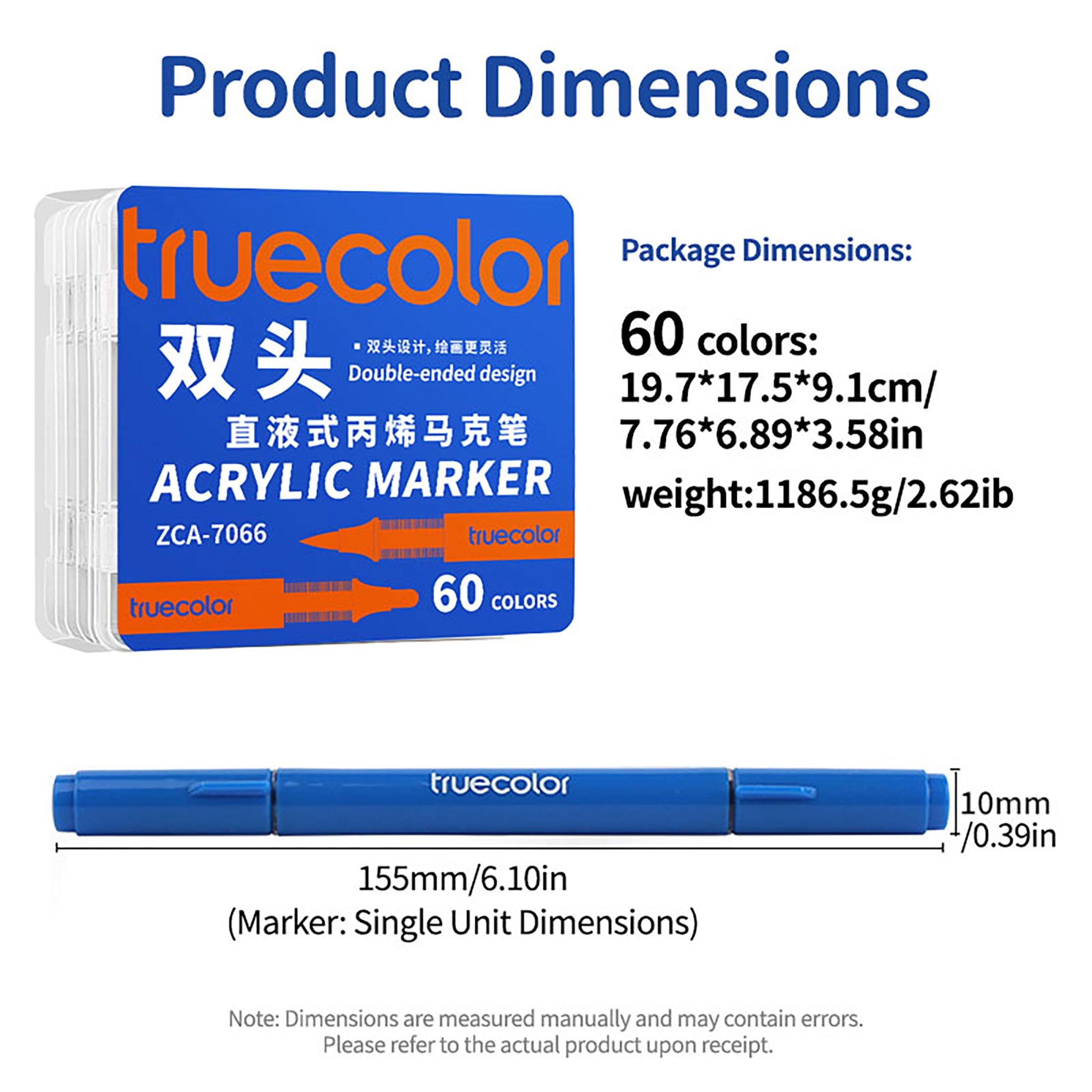 Truecolor Dual Tip Acrylic Paint Markers with Carry Case ZCA-7066