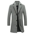 thumbnail image 3 of SPRING PARK Men's Classic Winter Lapel Collar Casual Woolen Single-breasted Pockets Plus Size Trench Coat, 3 of 7