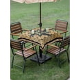 thumbnail image 4 of Outdoor Tablecloth with Umbrella Hole for Patio/Picnic/Party/Camping, Vintage Geometric Waterproof Table Cloth Square Cover Washable, Green Brown Abstract Plaid Checkered (60"x 60"), 4 of 8