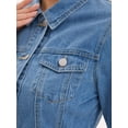 thumbnail image 5 of DARING DIVA Women's Button Down Collar Ruffle Hem Peplum Jean Jacket XL Light Blue, 5 of 7