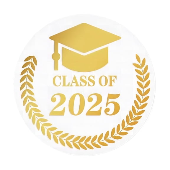 Graduation Stickers, 500PCS Class of 2025 Stickers, 1.6 inch Gold Foil Graduation Envelope Seals, Transparent Labels Envelope Sticker for Announcements Congrats Grad Invitation Grad Party Favors