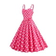 thumbnail image 3 of Enwejyy Womens Princess Pink Series Slim Sleeveless Plaid Polka Dot Print Vintage Swing Slip Dress, 3 of 4