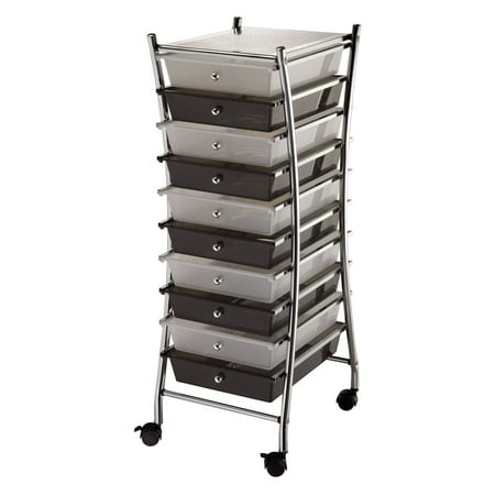 X-Frame Storage Cart W/10 Drawers-13"X38"X15.5" Clear & Smoke