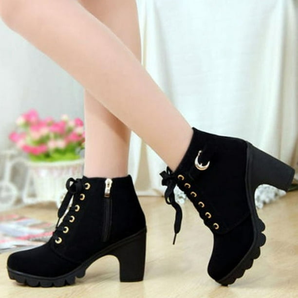 2021 NEW Autumn And Winter Martin Boots Women'S Lace-Up High-Heeled Ankle  Boots Fashion Boots Thick With Women'S Boots 