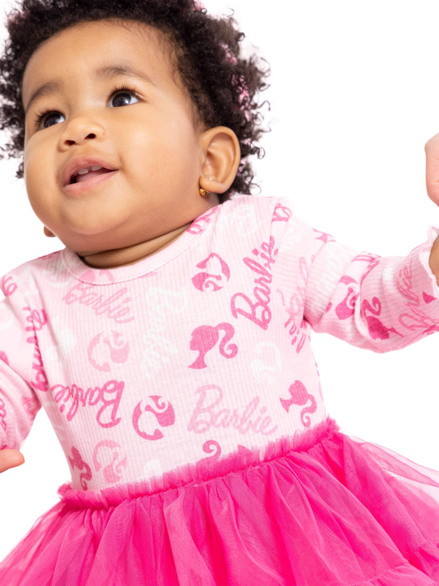 Barbie Baby Girls Tutu Dress Bodysuit with Matching Headband Set, 2 Piece, Newborn-24M