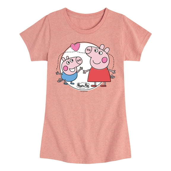 Peppa Pig - Peppa And George Pig - Girls Toddler And Youth Fitted Short Sleeve Tee