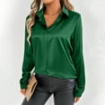 thumbnail image 5 of Women'S Clothing, Womens Shirts, Stylish Women's V Neck Satin Blouse Long Sleeve Casual Shirt for Everyday Spring Fall Elegant Basic Outfit, 5 of 9