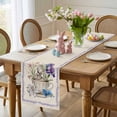 thumbnail image 4 of Spring Easter Table Runner 70 Inches Long for Kitchen Dining, Retro Rabbit Cup Botanical Purple Leaves Dresser Scarf Farmhouse, Dining Table Decorations for Wedding/Parties, 13 x 70 In, 4 of 8