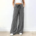 thumbnail image 6 of ShomPort Palazzo Pants for Women Casual Striped Wide Leg Pants Drawstring High Waist Trouser with Pockets, 6 of 6