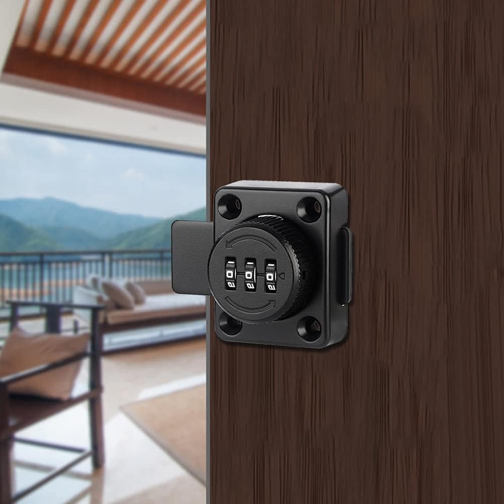 SONGAUN Mechanical Password Cabinet Lock, Rotary Lock for Double Doors, Keyless Combination Door Lock, Black
