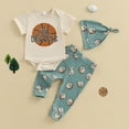 thumbnail image 2 of Sgkm Baby Clothes Boy Newborn Boy Outfits Basketball Graphic Romper Pants Hat Toddler Game Day 3pcs Outfit, 2 of 9