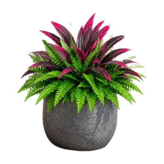 WWG Artificial Fern & Red Dracaena, Faux Plant Decoration, 31.5 Inch Tall, Plastic, Fade Resistant, No Maintenance Required, for Home Office Patio Decor(Not Include Vase)