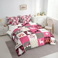 thumbnail image 3 of Homewish Merry Christmas Child Bedding Comforter Set 7pcs, Magic Reindeer Snowman King Bedding Sets, Cartoon Pink Patchwork Reversible Bed Sheets, Luxury Bedroom Decor, 3 of 7