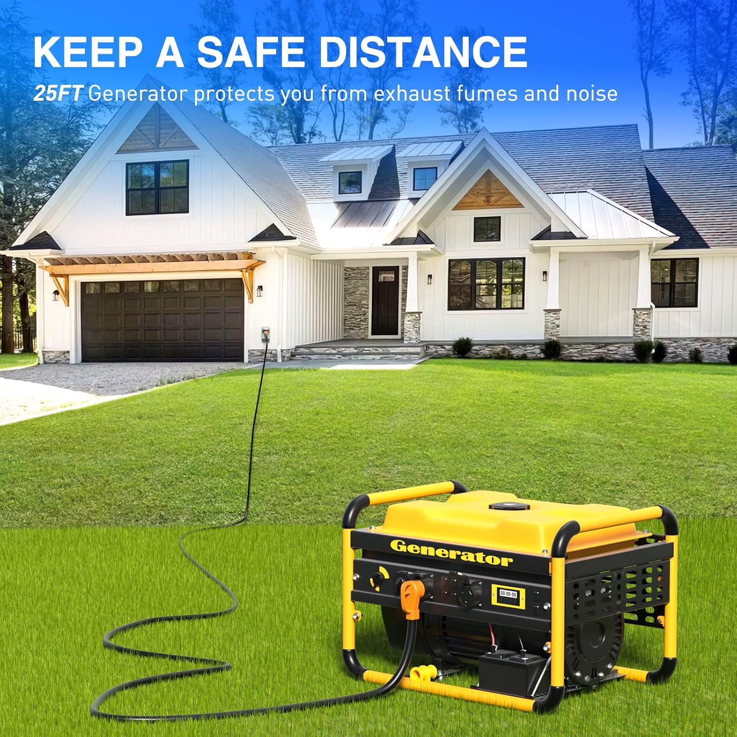 Nilight 50A 25FT Generator Extension Cord and Power Inlet Box 125/250V Heavy Duty 6/3+8/1 Gauge STW ETL Listed NEMA 14-50P/SS2-50R Twist Lock Connector for RV