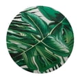 thumbnail image 4 of PIKWEEK Tropical Leaf Body Green Palm Leaves Summer Exotic Jungle Floral Round Tablecloth White, 4 of 8
