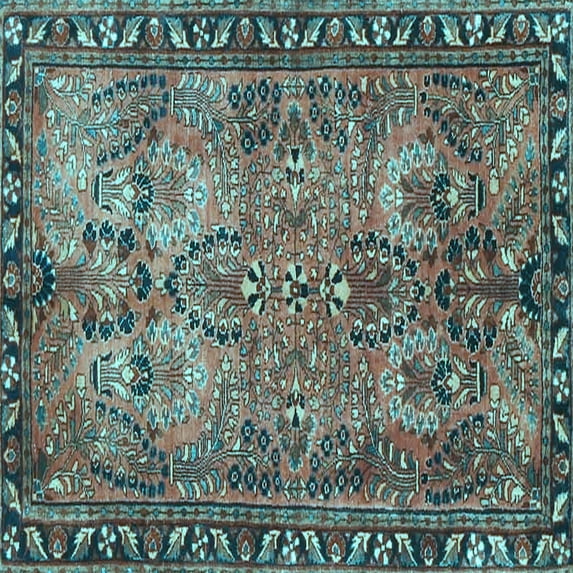 Ahgly Company Indoor Square Persian Light Blue Traditional Area Rugs, 4' Square