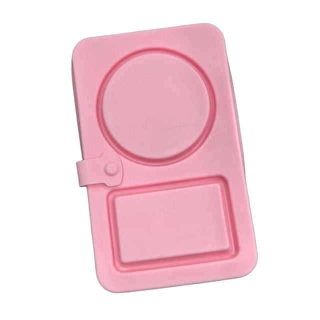 Recipiente de silicona para aperitivos con tapa, fácil de limpiar, con compartimento doble para salsas y condimentos, para el hogar y el trabajo. Rosa