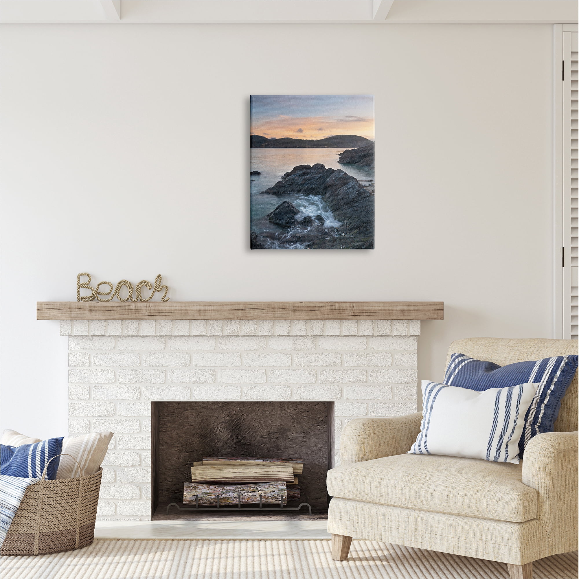 Stupell Industries Rocky Sea Cliffs Landscape Photography Gallery Wrapped Canvas Art Print Wall Art, 24 x 30