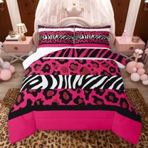 Feelyou Leopard Cheetah Print Queen Comforter Set, Abstract Lines Bedding Set, 3pcs