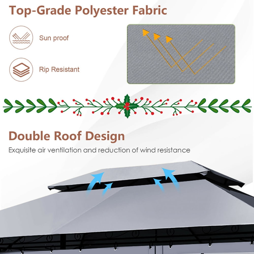 Aimee Lii 10 x 13 Feet Tent Canopy Shelter with Removable Netting Sidewall, Backyard Canopy Gazebo for Party Wedding BBQ Events, Gray