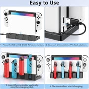 Switch Controller Charging Dock Station with Charging Cable, joycon Charger Dock for OLED, Switch Accessories for Gamer