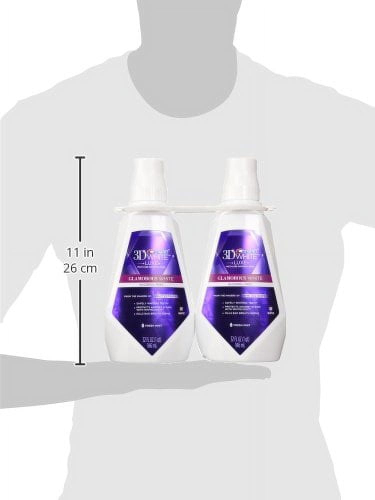 Crest 3D White Glamorous White Mouthwash, Clean Whitening, Multi-Care Whitening Mouthwash, Radiant Mint, 946 ml (32 FL OZ) - 2 Pack