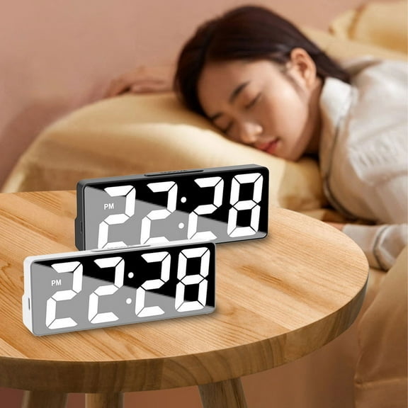 Gmluru Led digital Clock Digital Alarm Clock Simples LED Large Digital Display Fashion Multi-set Alarm Clock Features Desktop Bedside Study Kitchen Mirror Clock