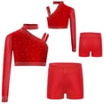 thumbnail image 1 of Linjinx Ensemble de Danse 2 Pcs pour Grandes Filles, Ensemble de Sport Athlétique avec Short Rouge 6, 1 of 7