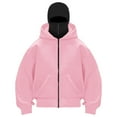 thumbnail image 3 of Boys Balaclava Hoodie jackets with Pockets Long Sleeve Zip Up Athletic Jacket Casual Winter Warm Hoodies, Pink, 3 of 4