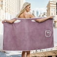 thumbnail image 5 of felwors Plus Size Women's Wearable Shower Skirt, Quick Drying Bathrobe Bath/Shower Wrap Towel Dress Fleece Body Wraps Khaki, 60*110cm, 5 of 6