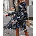 thumbnail image 3 of Vestido de manga larga cómodo y agradable para la piel cuello redondo estampado floral vestido suelto para mujer para vacaciones ANGGREK Otros, 3 of 8